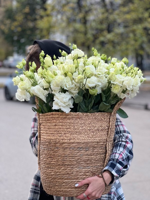 Лизиантус в дизайн-корзине