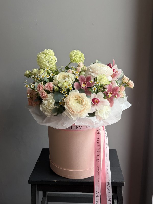 Цветочная коробка с весенними цветами