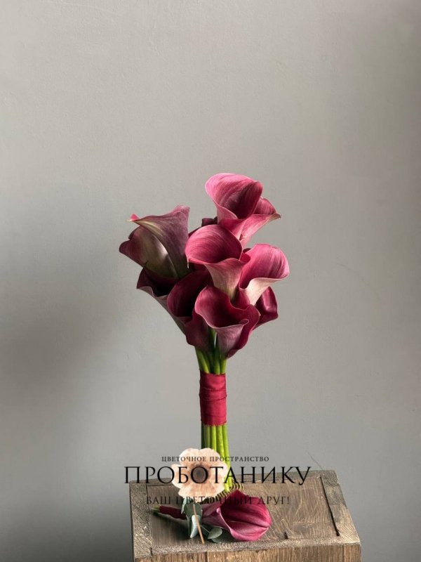 Букет невесты с винными каллами